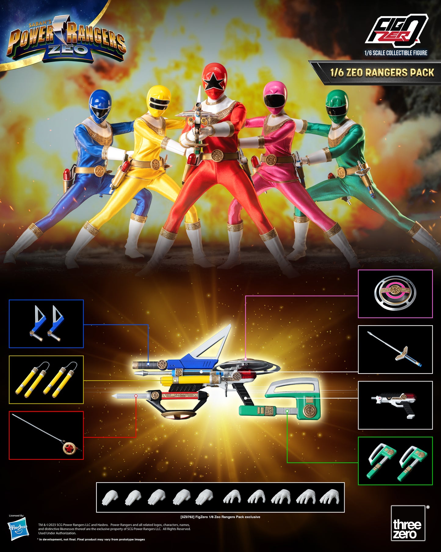 Threezero: Rerun Power Rangers Zeo - FigZero 1/6 Zeo Rangers Pack