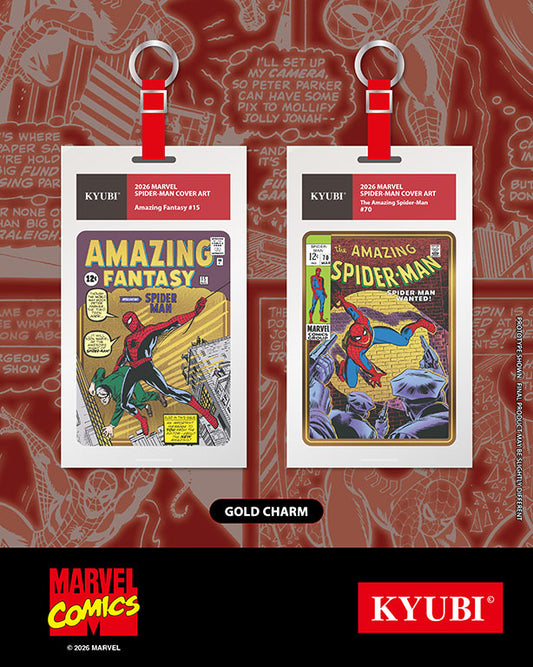 KYUBI Charm Collection Series: 2026 Marvel SpiderMan Cover Art Metal Collection Charms Blind Boxes