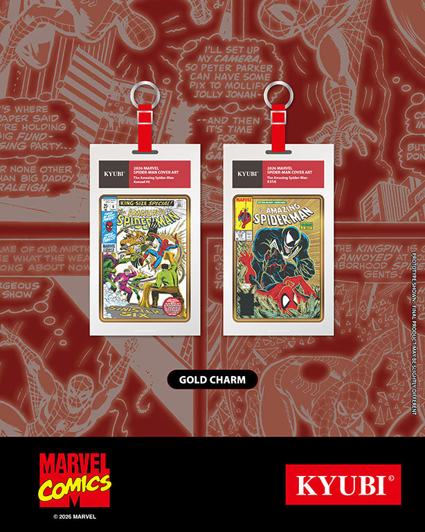 KYUBI Charm Collection Series: 2026 Marvel SpiderMan Cover Art Metal Collection Charms Blind Boxes