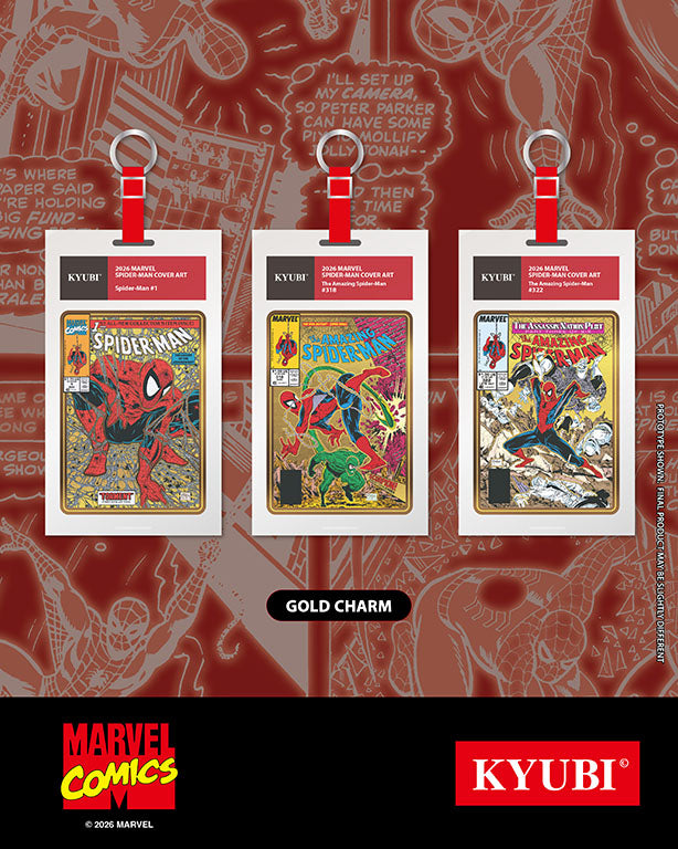 KYUBI Charm Collection Series: 2026 Marvel SpiderMan Cover Art Metal Collection Charms Blind Boxes