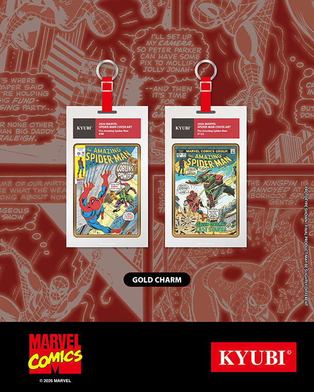 KYUBI Charm Collection Series: 2026 Marvel SpiderMan Cover Art Metal Collection Charms Blind Boxes
