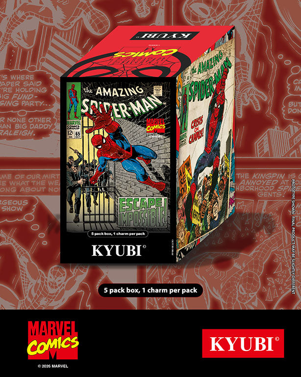 KYUBI Charm Collection Series: 2026 Marvel SpiderMan Cover Art Metal Collection Charms Blind Boxes