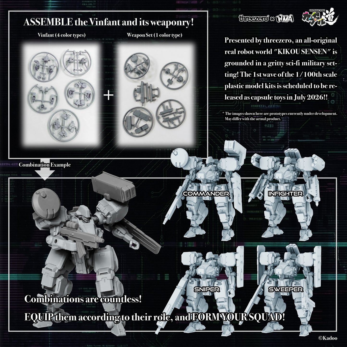Threezero: MER046 KIKOU SENSEN 1/100th Scale Plastic Model Kit Wave 1 (1 set of 6 pcs)